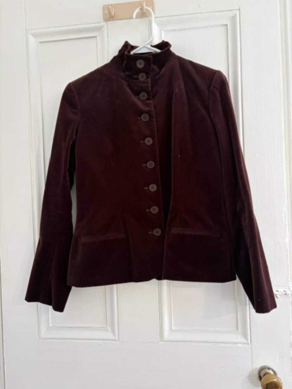 Vintage Ralph Lauren Brown cotton velvet blazer with stand up collar